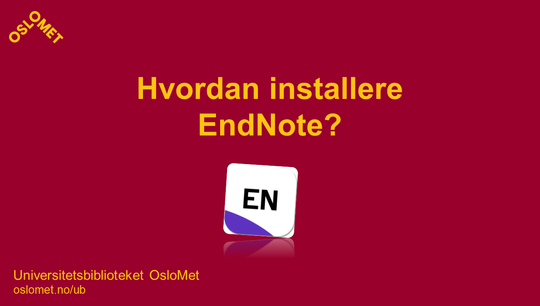 Link til Hvordan installere EndNote?