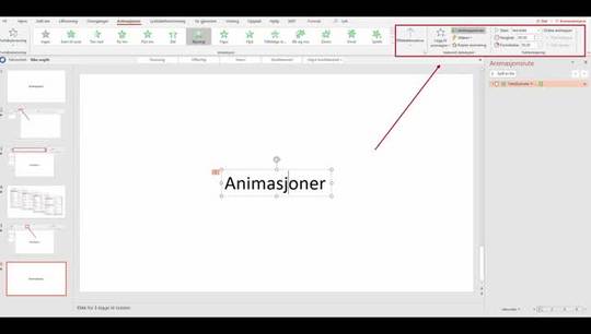 Link til Animasjoner i PowerPoint