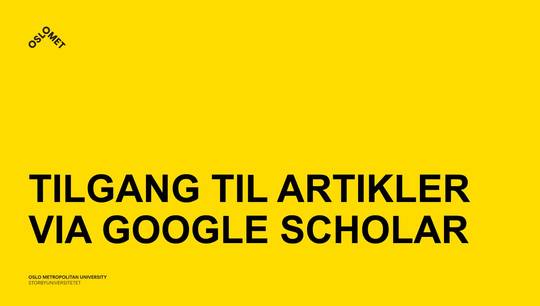 Link til Tilgang til artikler via Google Scholar